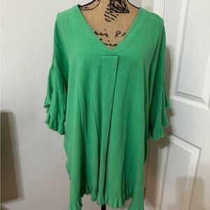 Umgee Emerald Ruffle Sleeve Tunic